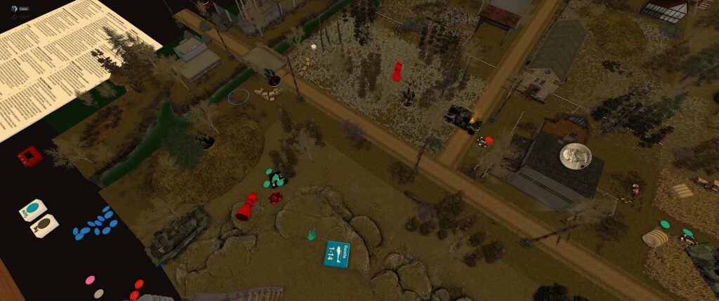 The Battlefield: Miniature Modern Warfare screenshot: helicopter tokens are used to represent helicopters because the miniatures we tried to use kept toppling over. 