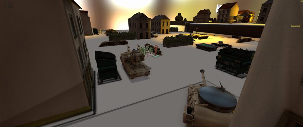 Combat Storm TTS screenshot: Green soldiers, a SAM launchers and an SPA