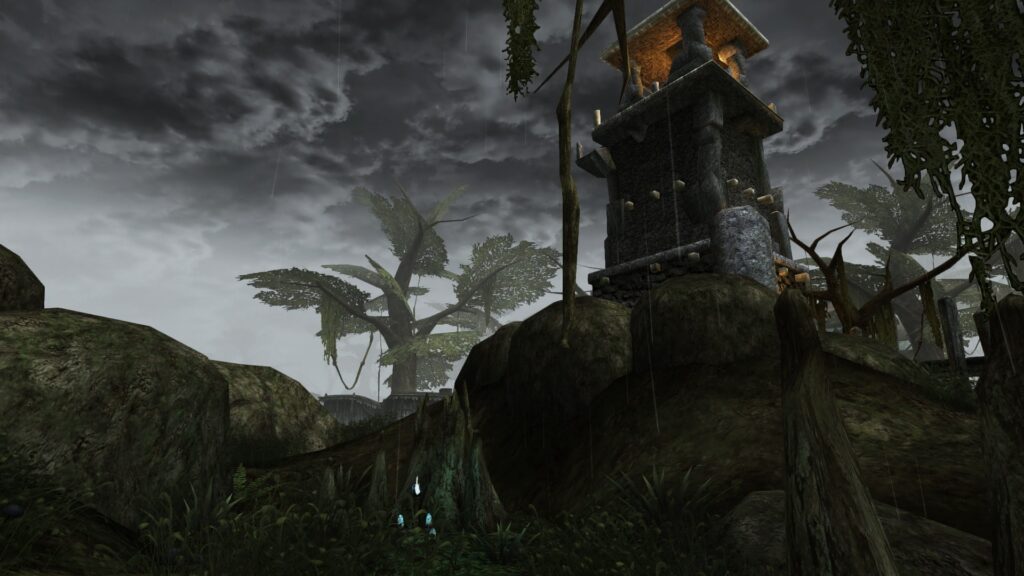 Morrowind screenshot, Sharp mod: the lighthouse in Seyda Neen looking the best it ever did. 