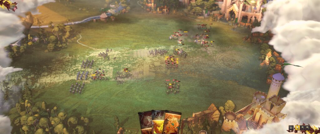 Songs of Silence screenshot: Lorelei's forces (blue) are fighting some other starborn (green)