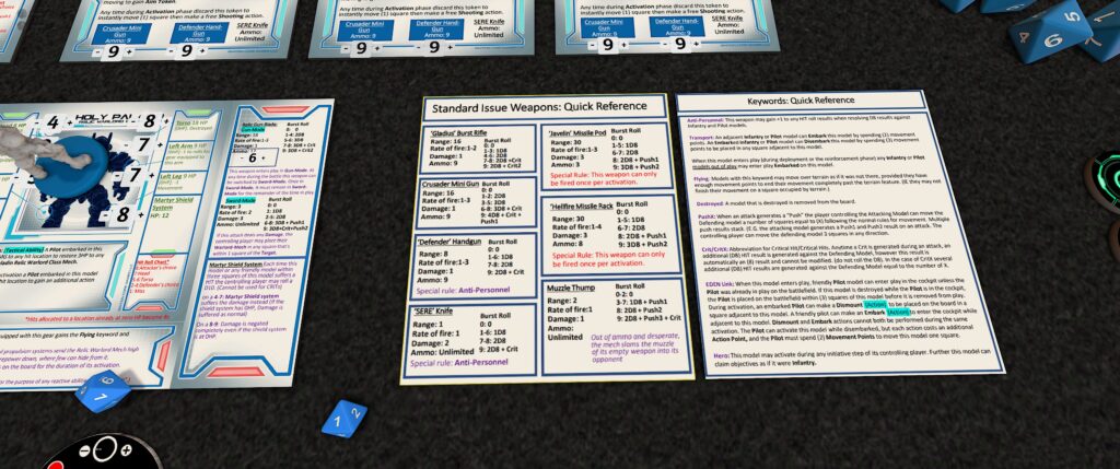 TTS screenshot of the ignition:core module: weapon damage chart