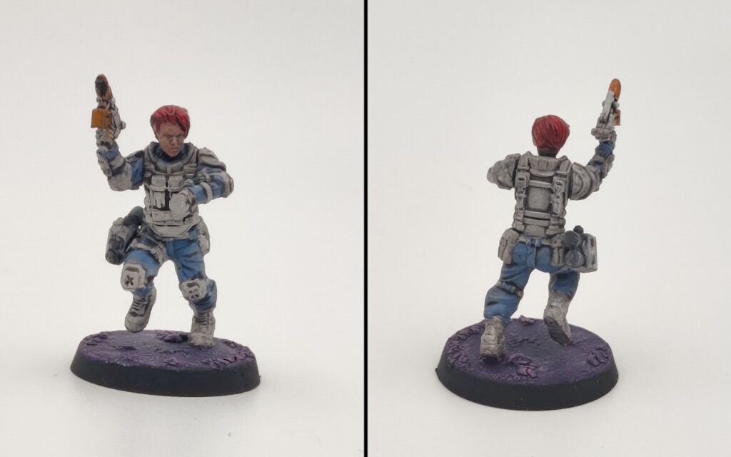 GCPS troop[er painted as a science lady with blue overalls and white rigging